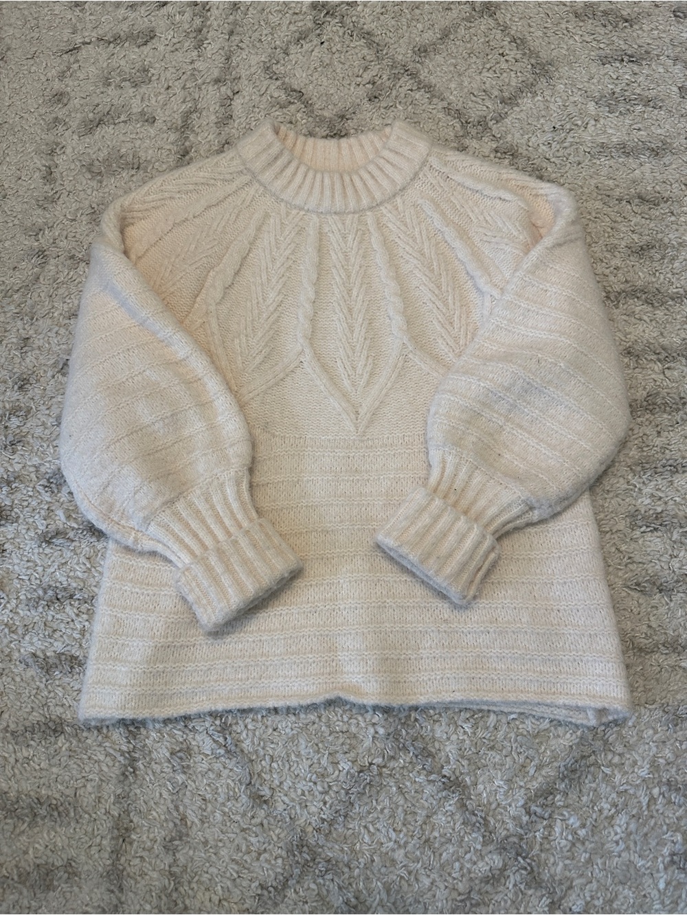 Universal Thread Cream Cable-Detail Mock Neck Sweater